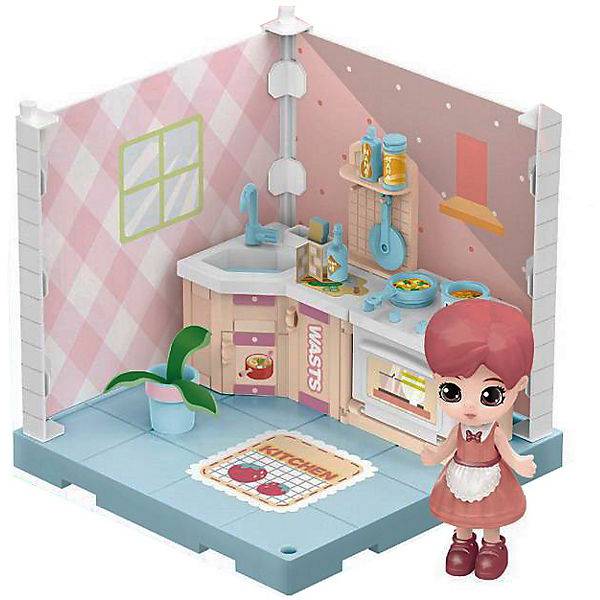 Модульный домик 1 секция. Мини-кукла на кухне, в наборе с аксесс. ABtoys WJ-14330