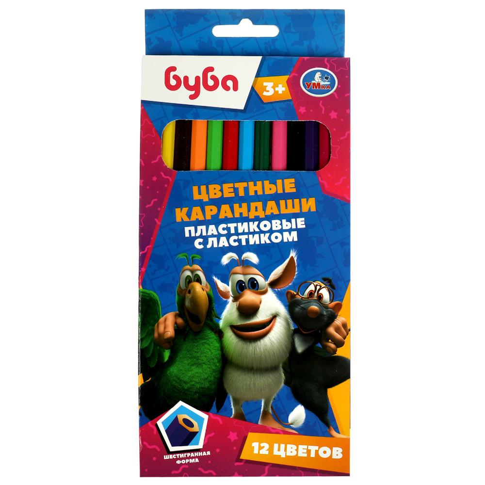 Набор цветных карандашей Буба, пластиковых, с ластиком, CPP12-74820-BU