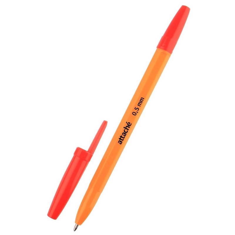 Ручка шариковая Attache Economy красная (оранжевый корпус, толщина линии 0.5 мм) 1113840