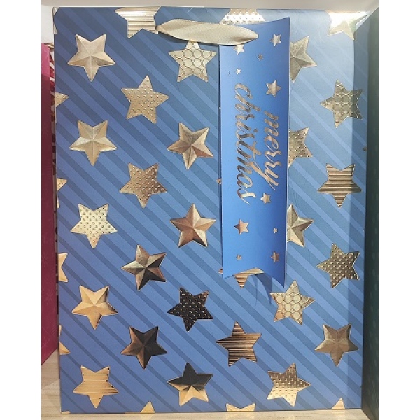 Пакет для подарка, с тиснением, звезды, размер L Чудо праздник PTL-09-S3