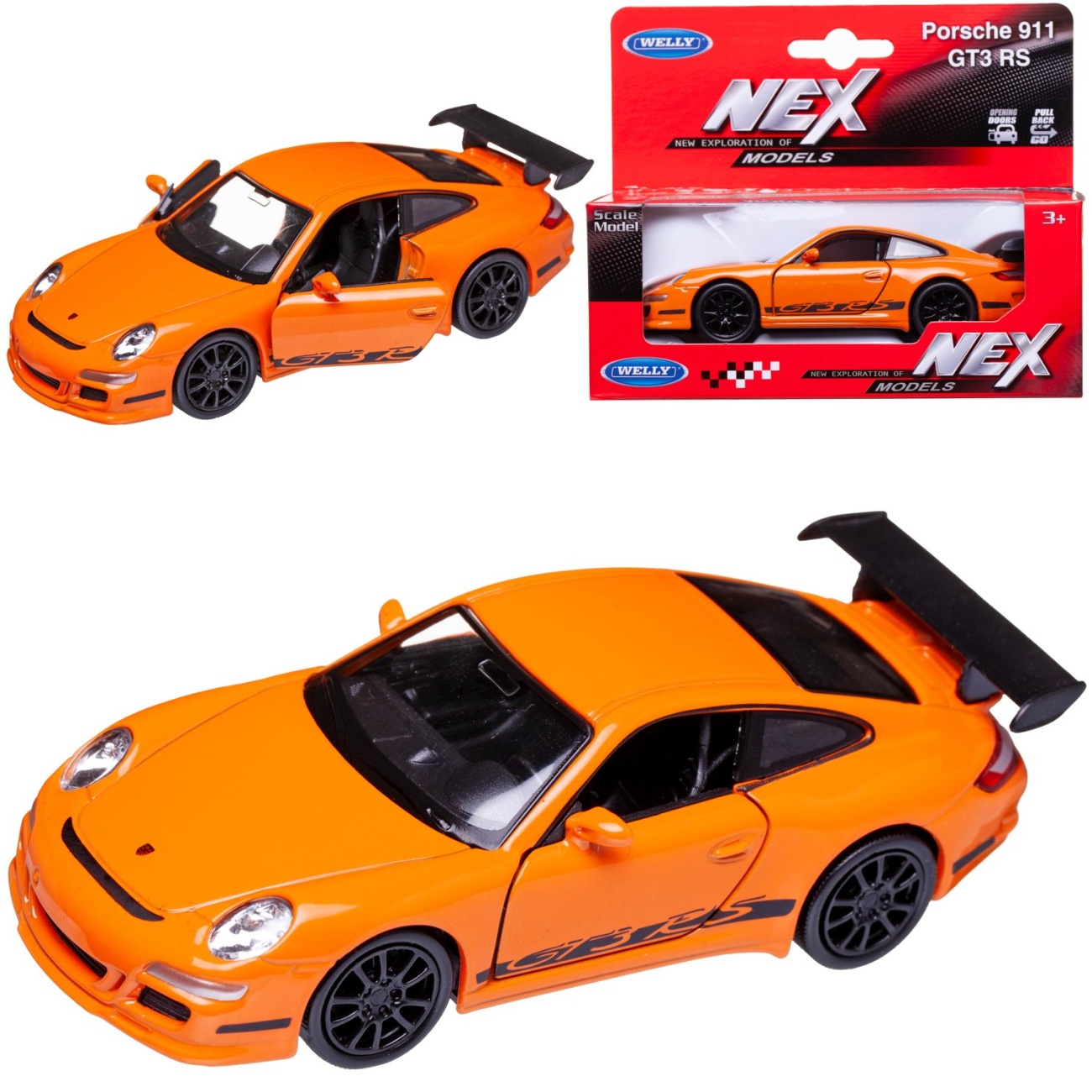 Машинка Welly 1:38 PORSCHE 911 GT3 RS оранжевая 42397W/оранжевая