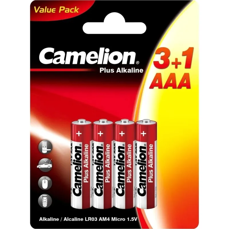 Батарейка Camelion Plus Alkaline 3+1 LR03 (3+1LR03-BP,1.5В) 4шт/бл 2063823 15544