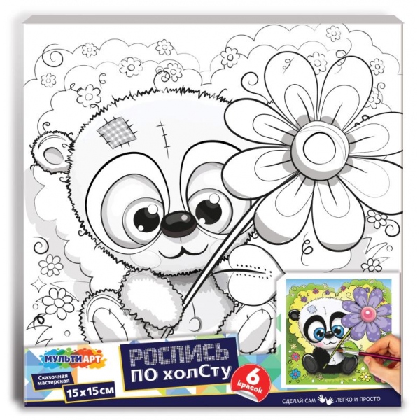 Холст по контуру 15х15 см. "Панда" MultiArt CANV15X15-118847