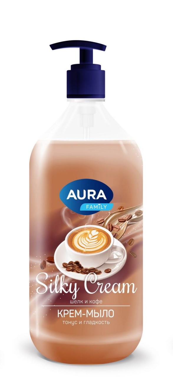 Крем-мыло AURA Шелк и кофе Silky Cream флакон/дозатор 1000мл 4752171017283