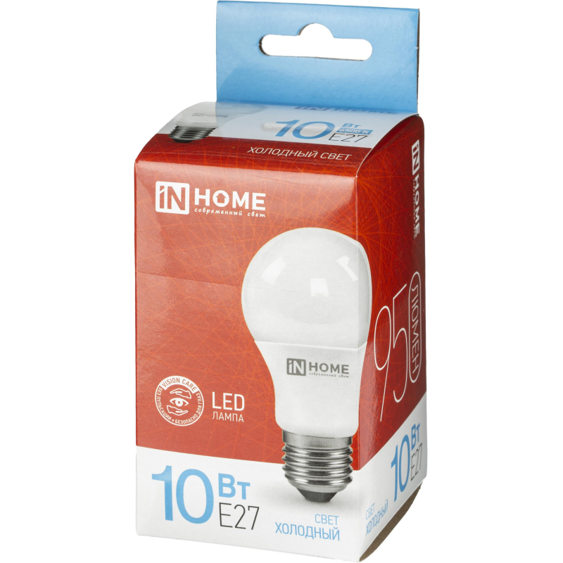 Лампа светодиод LED-A60-VC 10Вт 230В Е27 6500К 950 Лм IN HOME 1689468 4690612020228