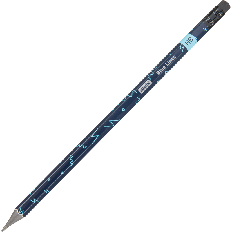 Карандаш чернографитный Attache Blue Lines HB ласт шестигр черный пластик 1706377