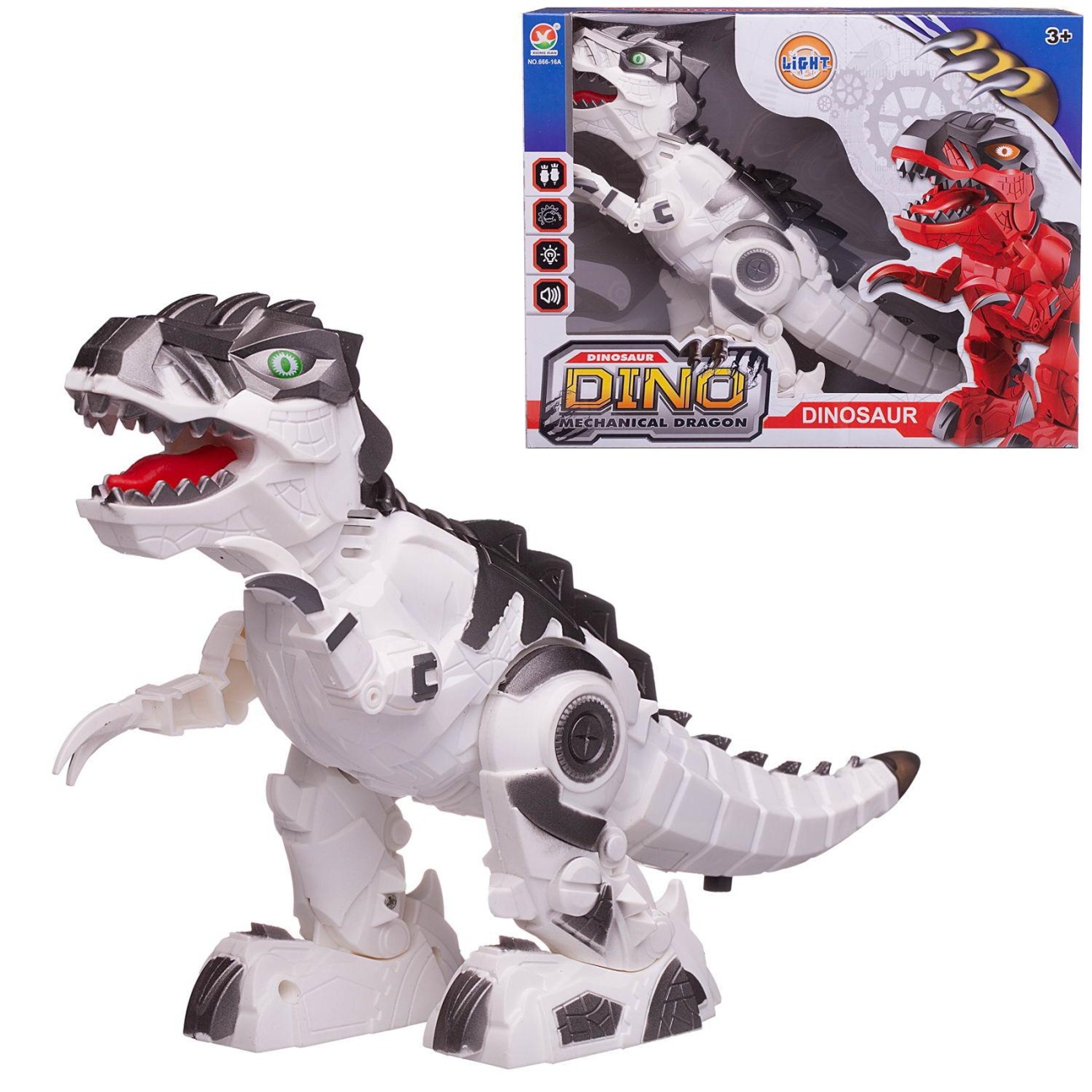 Динозавр-робот Junfa Тираннозавр, белый, электромех. свет/звук WB-00693/белый