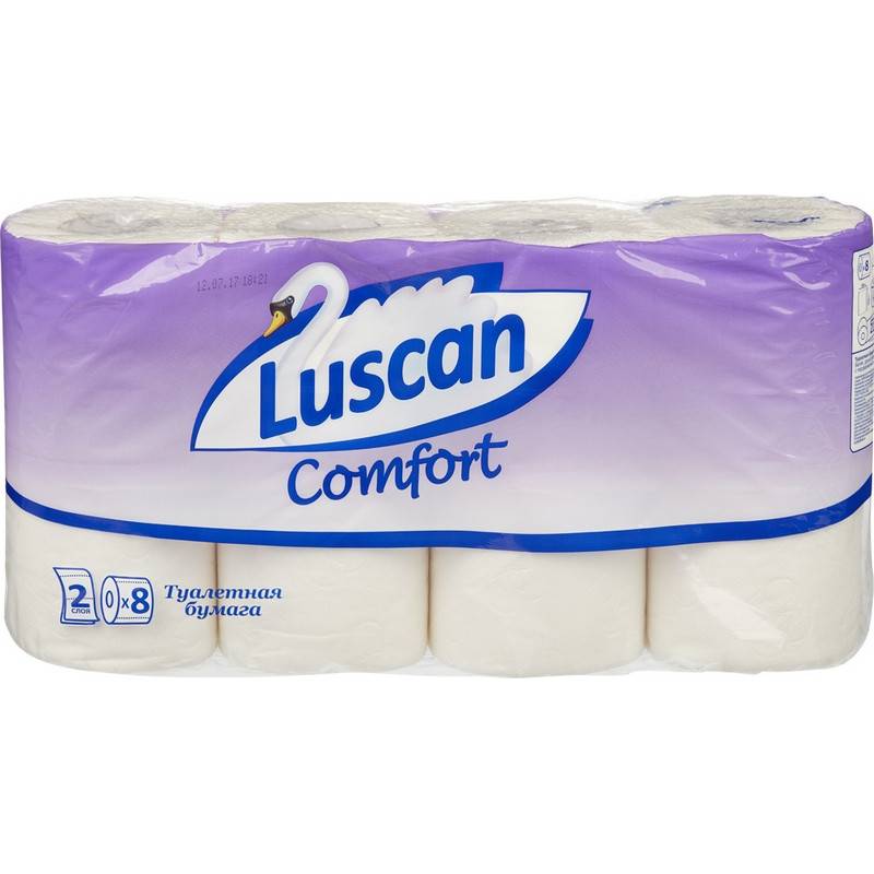 Бумага туалетная Luscan Comfort 2-слойная белая (8 рулонов в уп) 396250