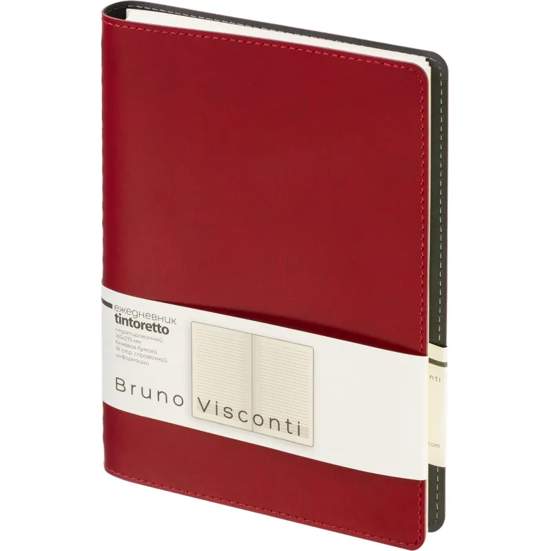 Ежедневник недатированный A5 TINTORETTO бордовый, 136л 3-608/07 Bruno Visconti 2309914