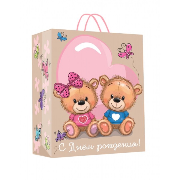 Пакет подарочный крафт, 18х23х10 см. Чудо праздник PM-112905-HBK1