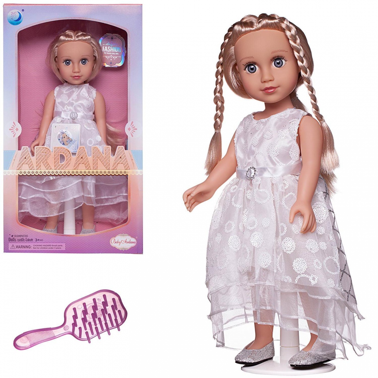 Кукла Junfa Ardana Baby в белом, длинном платье 45 см WJ-21804