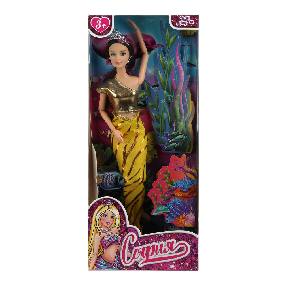 Кукла 29 см. София русалка, тканевый хвост, аксессуары, шарнирная Карапуз M1-S-JP