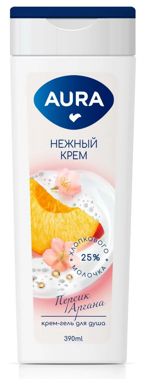 Крем-гель для душа AURA Персик и Аргана 390мл 4600999060946