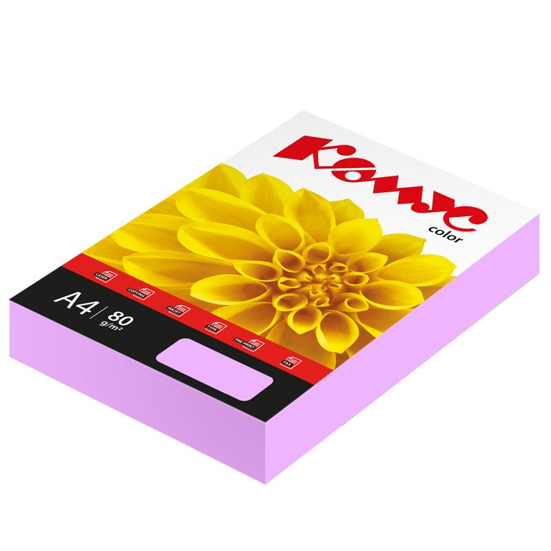 Бумага цветная Комус Color (лаванда пастель) 80г, А4, 500 л. 619941