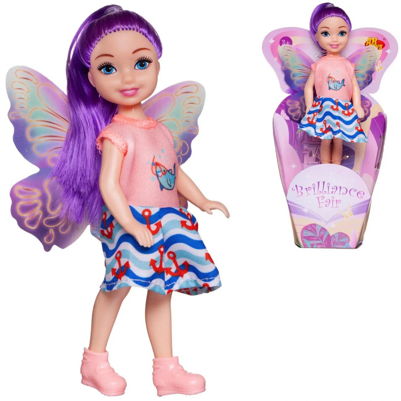 Кукла Abtoys Brilliance Fair Феечка 15 см с сиреневыми волосами PT-01839/сиреневые