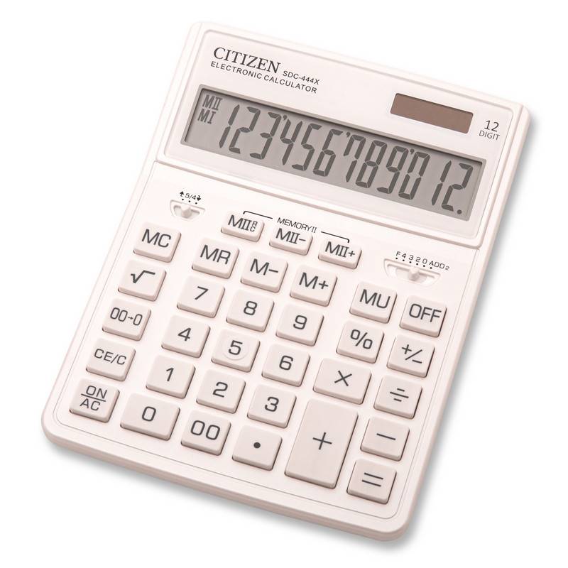 Калькулятор настольный полноразмерный Citizen SDC-444X 12-разрядный белый 1235546
