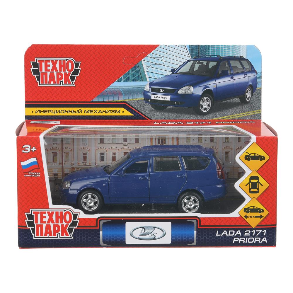 Машина металлическая "Лада Приора", 12 см. двери, багаж, инерция, синий, Технопарк PRIORAWAG-12-BU