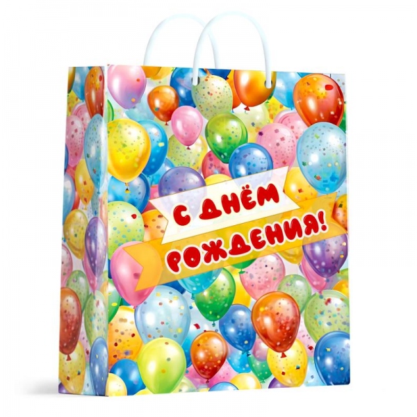 Пакет подарочный матовый, размер Xl, 33х45х15 см. "Шары" Чудо праздник PXL-123174-BLN