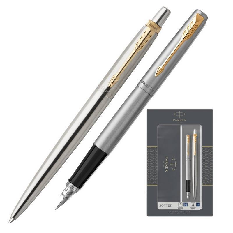 Набор пишущих принадл. Parker Jotter Stainless Steel GT шар.ручка+перо 1044176 2093257