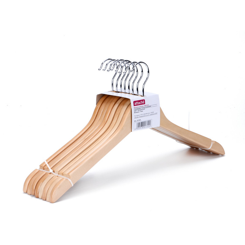 Вешалка-плечики Jas Attache F6601N-8 выемки 8 шт/уп (натур.) 631629