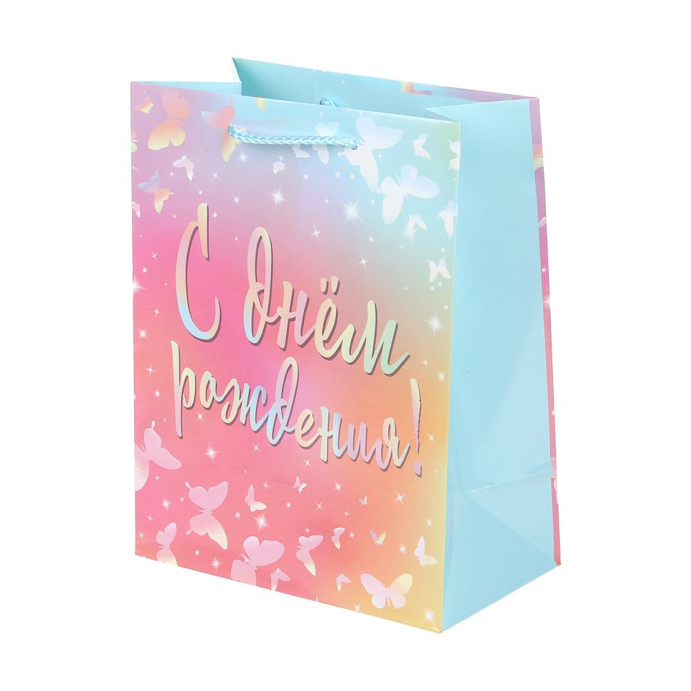 Пакет подарочный глянцевый М, "День рождения", 140 гр/м Чудо праздник PM-104394-HB5 (144)