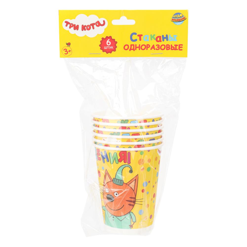 Стаканчики "Три Кота" стаканы бумажные, 6 штук, "Три Кота" Чудо праздник CP-84270-3C