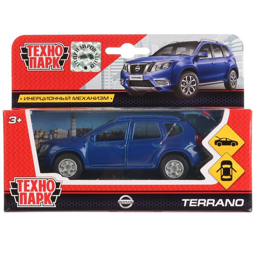 Машина металл. Nissan Terrano синий 12 см, на инерции (открываются двери и багажник) Технопарк SB-17-47-NT-N(BU)-WB