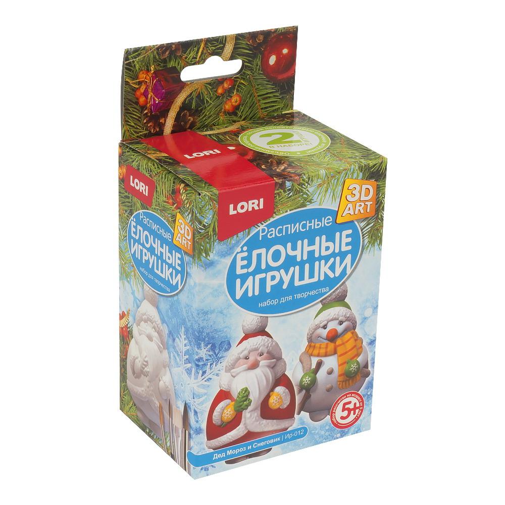 Набор д/творчества LORI Роспись ёлочных игрушек Дед Мороз и Снеговик 3D Art Ир-012