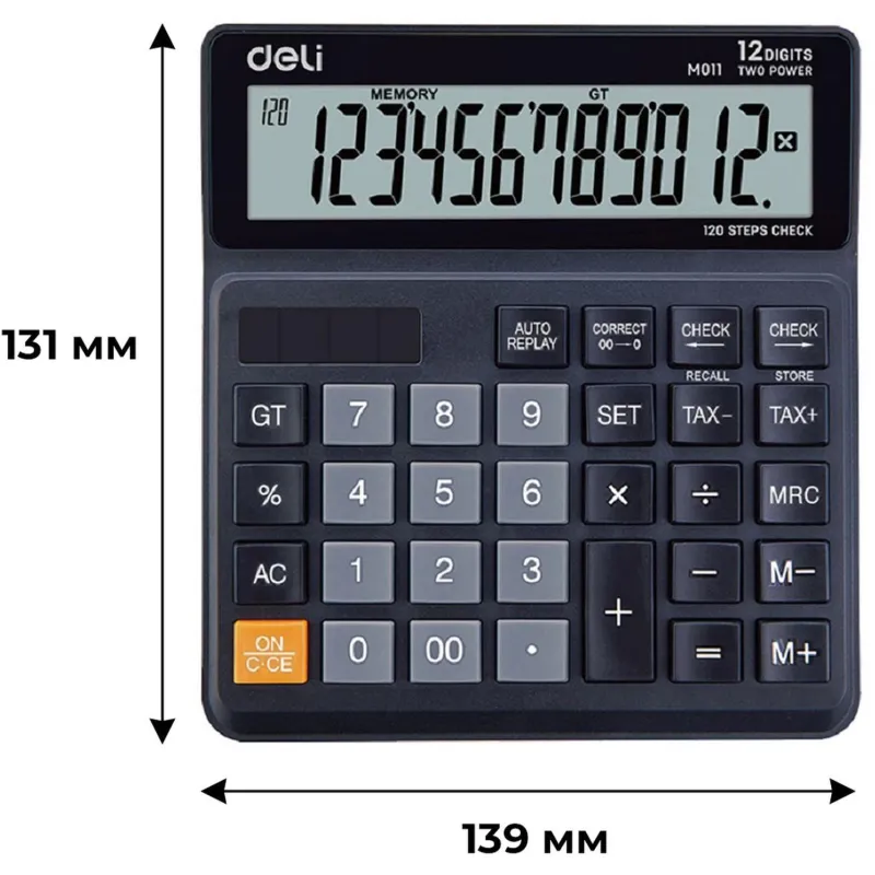 Калькулятор настольный КОМП. Deli EM01120, 12-р, дв.пит. 139x131мм, черный 1754765 1147248