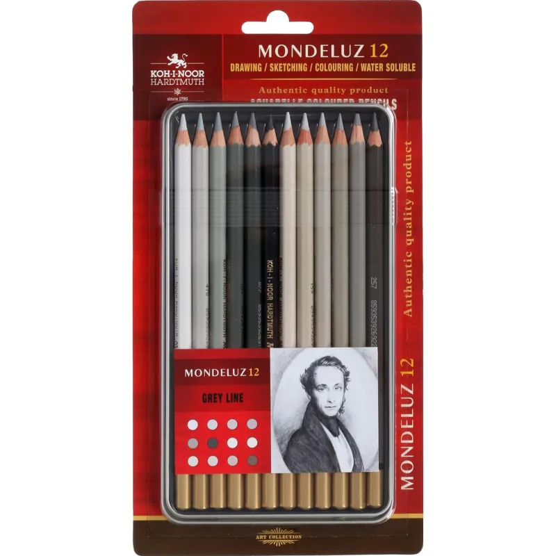 Карандаши акварельные MONDELUZ серые 12цв/наб мет.кор 3722012010BL Koh-i-Noor 1618106
