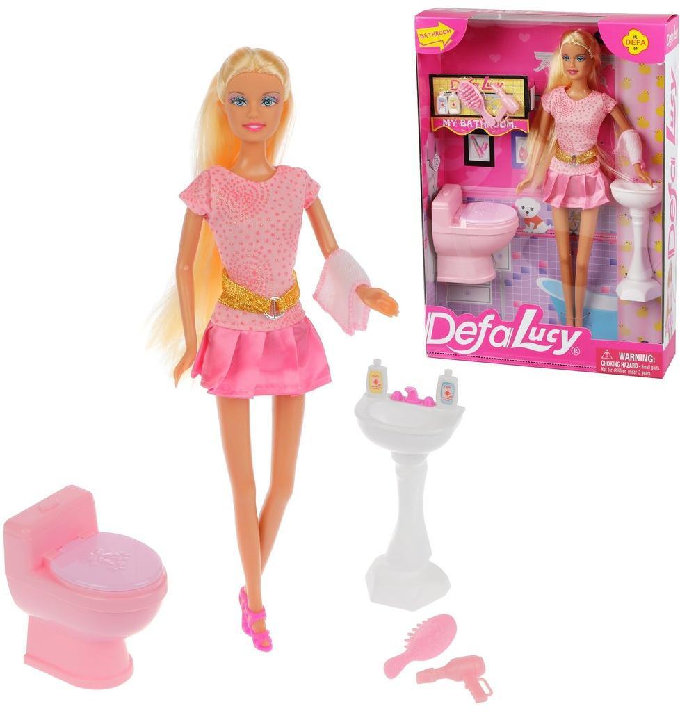 Игровой набор с куклой «Ванная», 9 аксессуаров DEFA LUCY 8200 pink