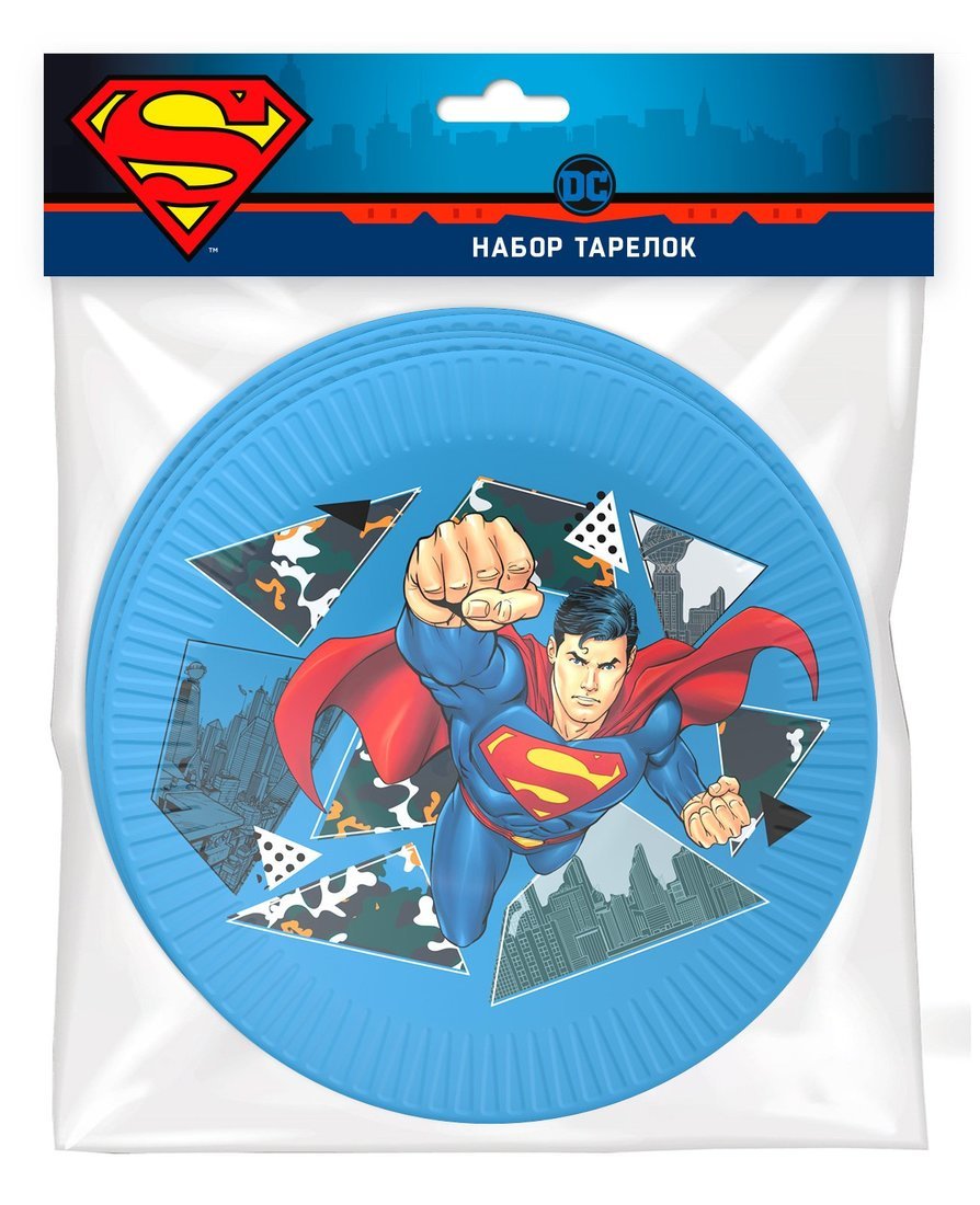 Набор бумажных тарелок Супермен, 6 шт. d=180 мм. ND Play 286597