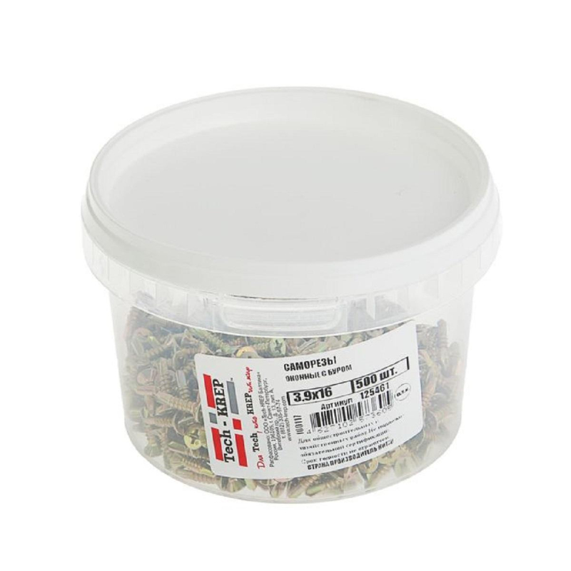 Саморезы оконные с буром 3,9х16 (500 шт) - ведро мал Tech-Krep 125461 1463683