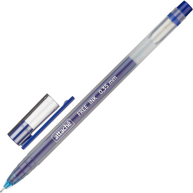 Ручка гелевая одноразовая Attache Free ink синяя (толщина линии 0.35 мм) 977955