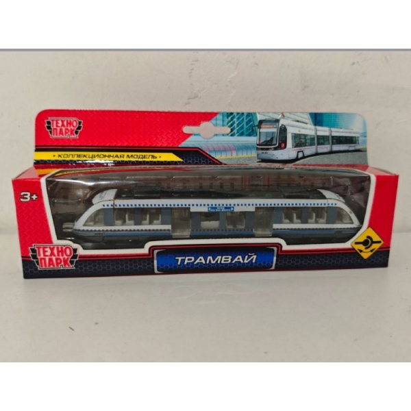 Машина металлическая Трамвай, 16,5 см, белый Технопарк 1079WB-R (144)