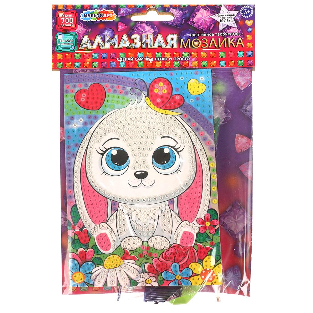 Алмазная мозаика 10х15 см. зайка MultiArt AM10X15-113779