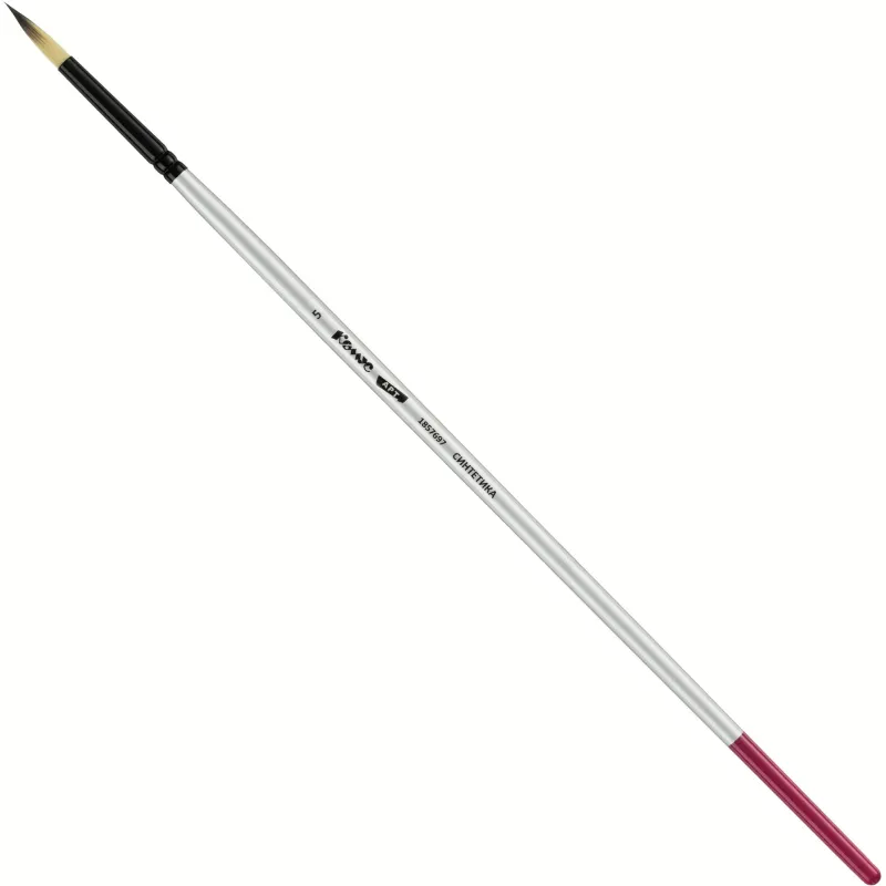 Кисть художественная Комус Арт синтетика средн.жест,кругл.№5,длинная ручка 1857697