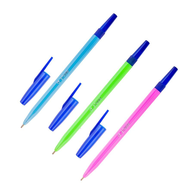 Ручка шарик. неавт СТАММ 049 синяя 1,0мм флуоресцен. корп в асс.и РШ01 1554788