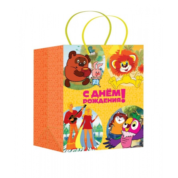 Пакет подарочный Союзмультфильм матовый, размер M, "Мультики" микс Чудо праздник PM-122048-SM