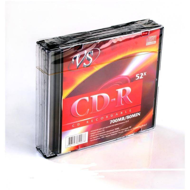 Диск CD-R VS 0,7 GB 52x (5 штук в уп) VSCDRSL501 166387