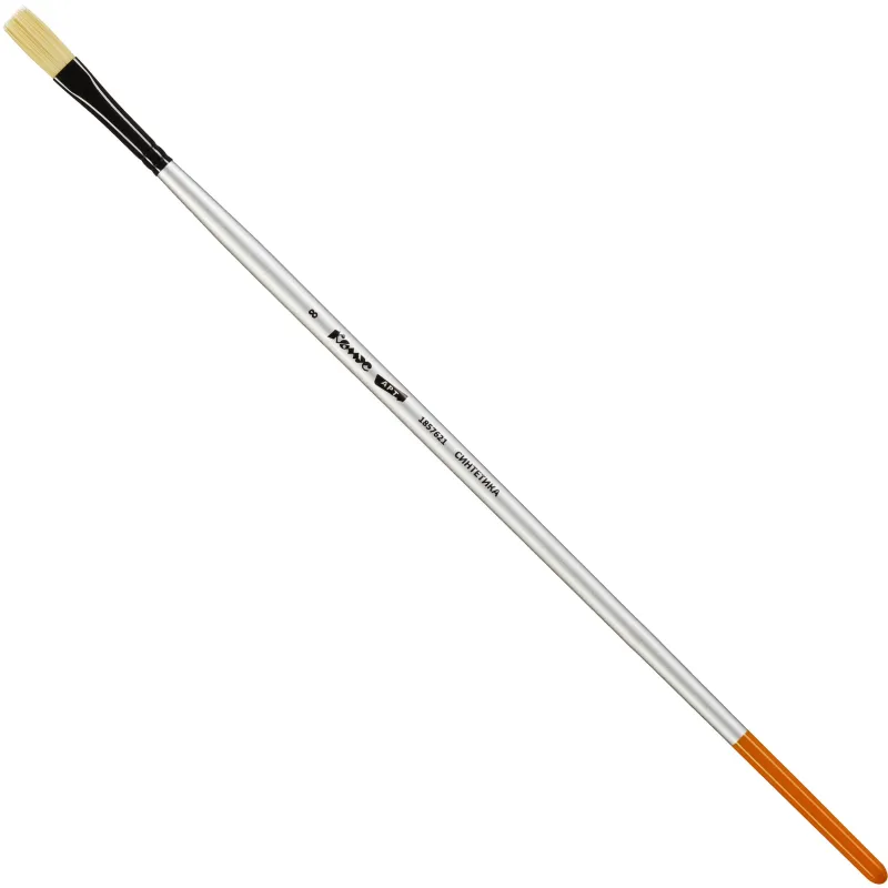 Кисть художественная Комус Арт синтетика жесткая, плоск. №8, длинная ручка 1857621