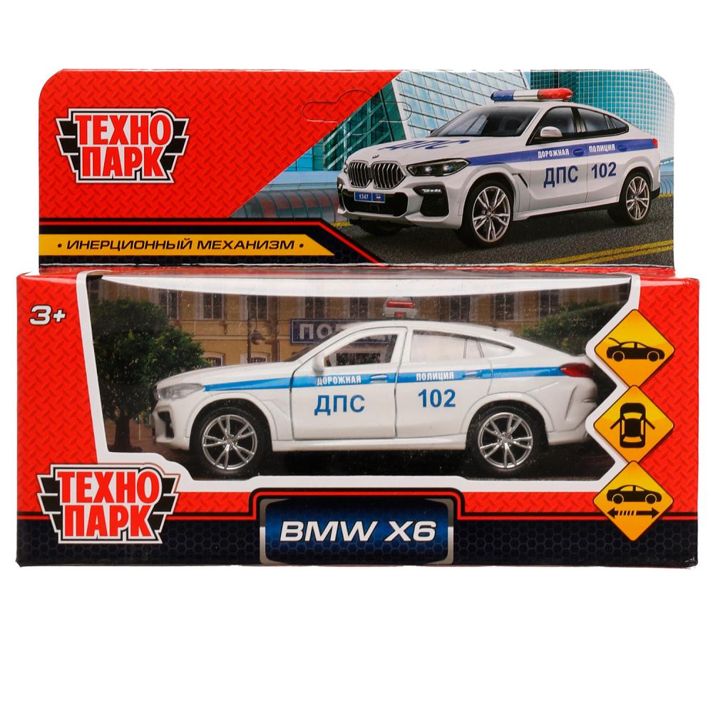 Машина металл БМВ X6 Полиция,12 см. белый, Технопарк X6-12POL-WH