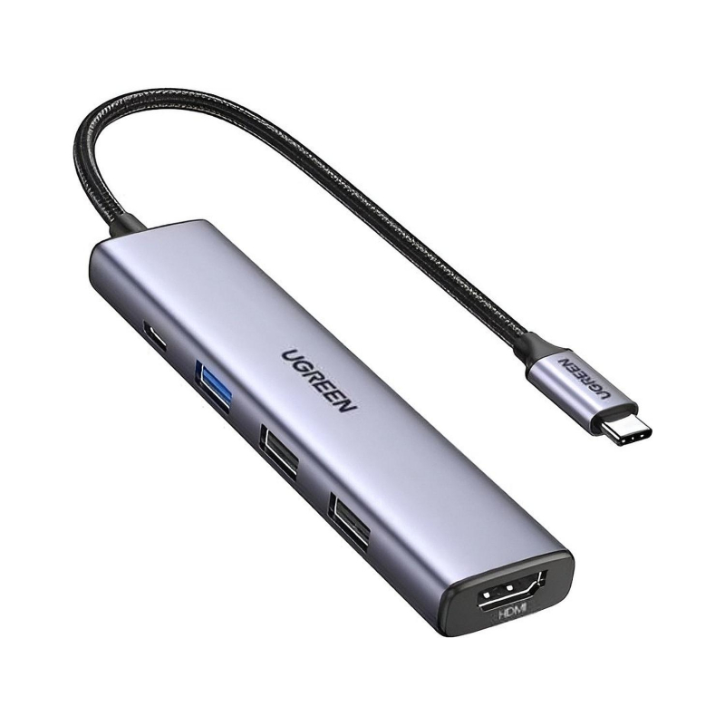Разветвитель USB UGREEN CM478 (15495) USB-C To HDMI+USB3.0+USB2.0+PD,серебр 1934033 15495_