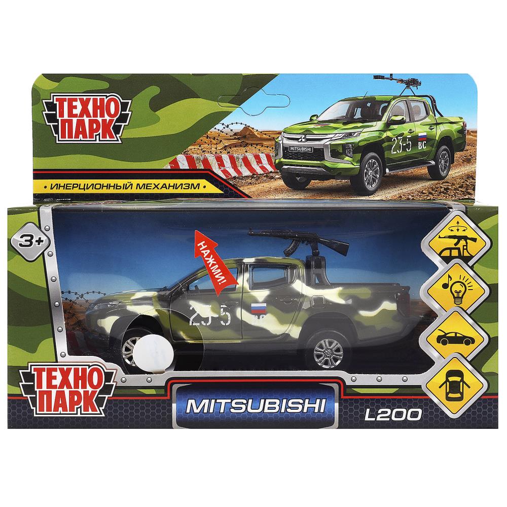 Машина металлическая свет-звук Митсубиси L200 пикап Камуфляж, 13 см. Технопарк L200-12SLMIL-ARMGN