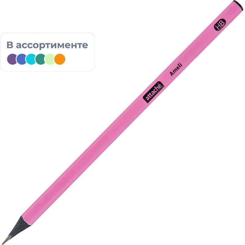 Карандаш чернографитный Attache Ameli HB б/ласт трехгр черн.дерево, в асс 1706379