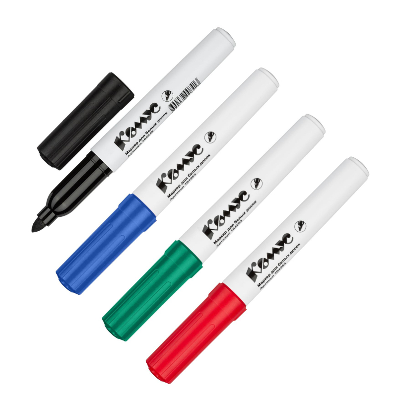 Набор маркеров для белых досок Комус BY2304 набор 4цв. 2-5мм 164253
