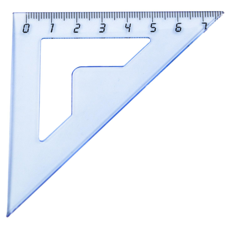 Треугольник 7см №1 School 45 градусов, прозрачный синий 1835232