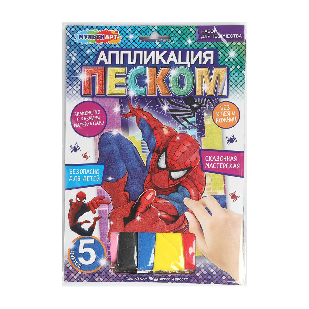Аппликация песком матовая, 17х23 см. "Человек паук" MultiArt SANDM-110758
