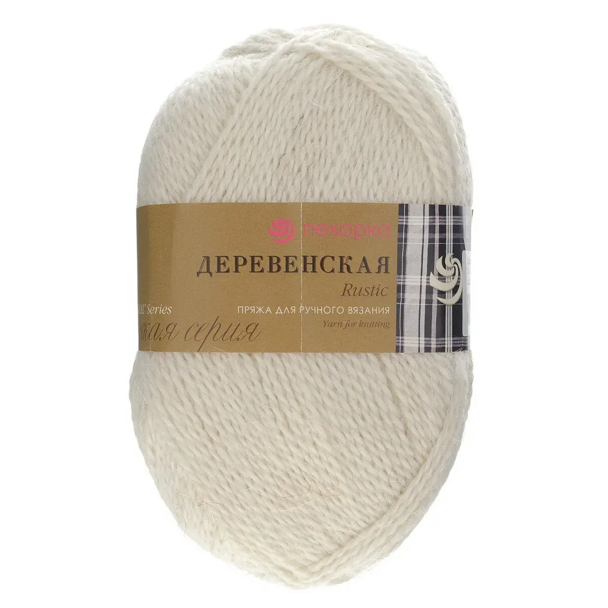Пряжа ПЕХОРКА Деревенская 250м/100г цвет 01-Белый 2120010010