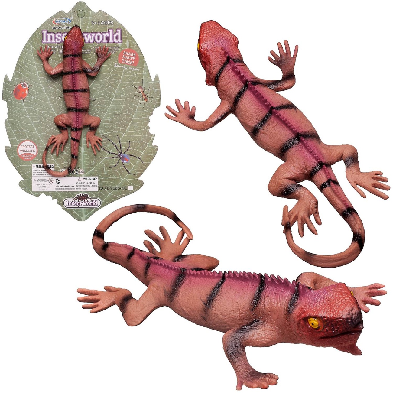 Фигурка игровая Junfa Ящерица-варана светло-коричневая с черными полосами WA-26771